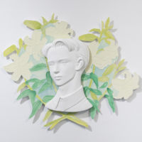 2023 / H 510mm×W 580mm×D 150mm
figure: plaster mold from the clay model, fill it with FRP, and surfacer finished
Back: FRP, outline created by raising the base, colored by mixing oil paint with transparent urethane